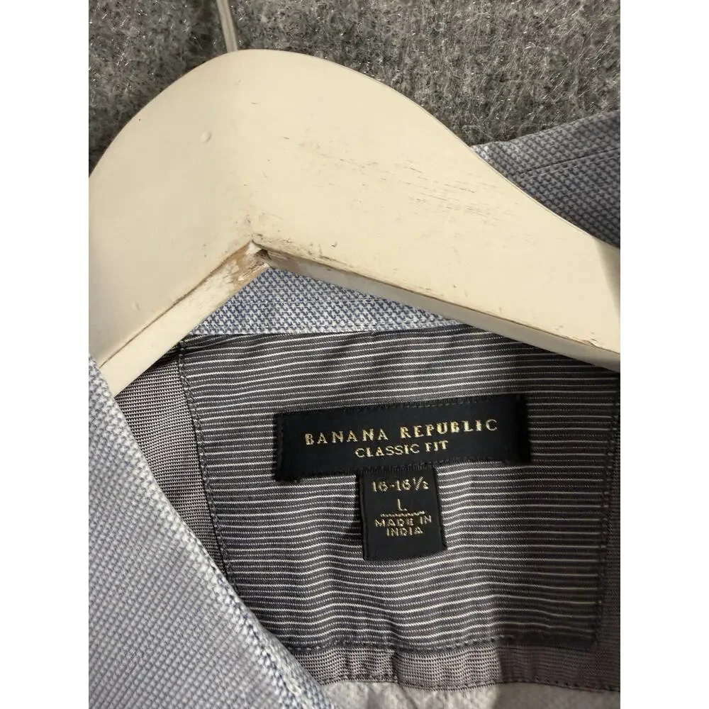 Banana Republic Dress Shirt Mens Large Blue 16 16.5 Button Up Classic Fit N90